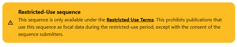 Image showing the new Restricted-Use banner (in yellow) that appears on every Restricted-Use sequence page