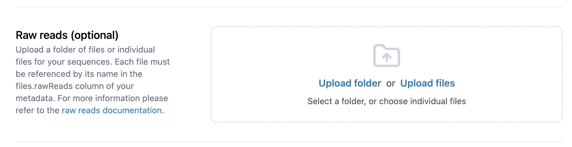 An image showing Pathoplexus’ new interface for uploading raw reads files